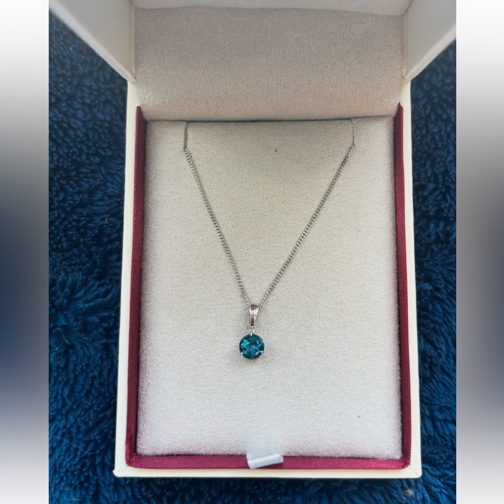 Shane Co. Bondi Blue Topaz and Diamond pendant
